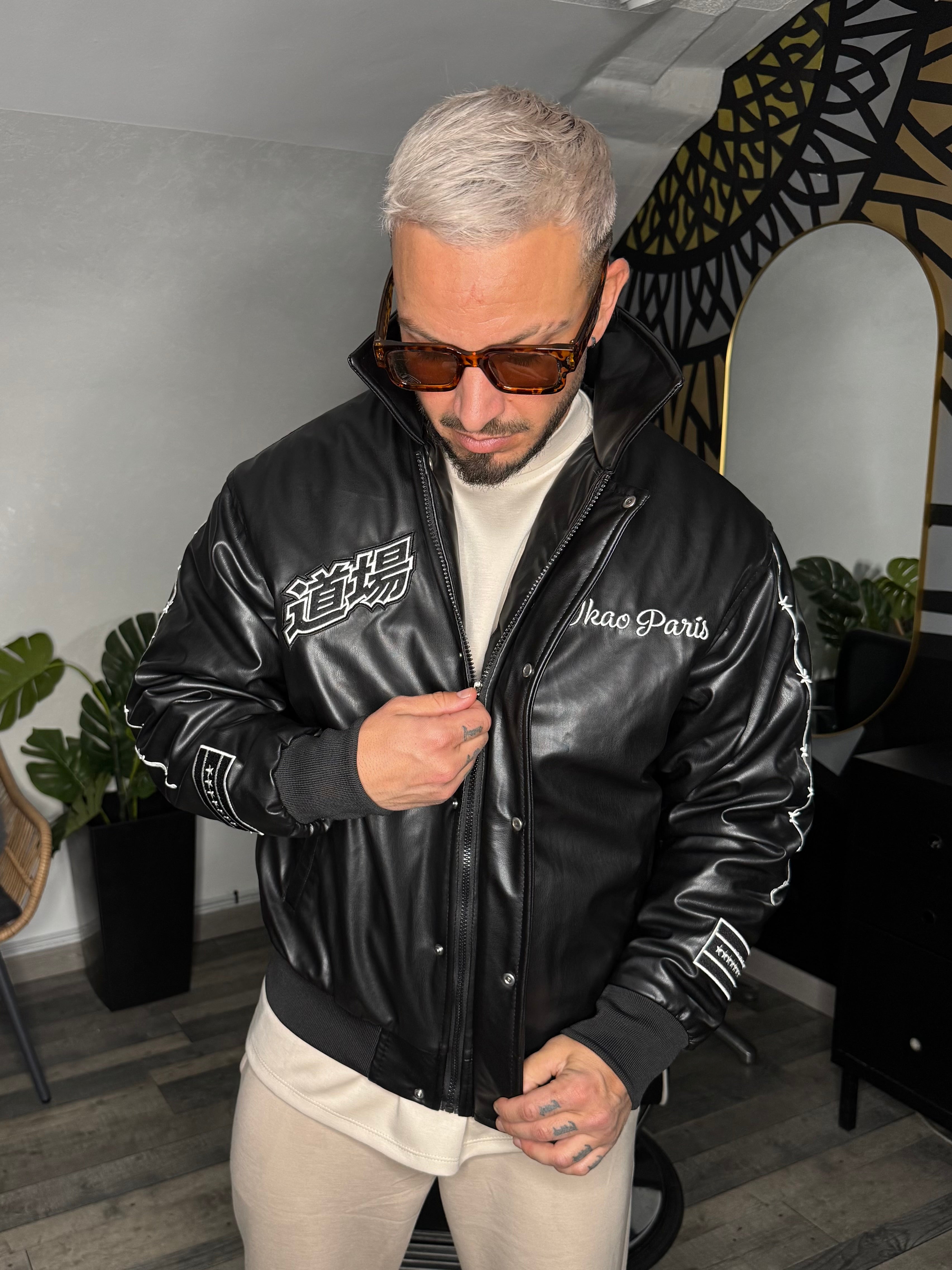 Veste Bomber similicuir noir