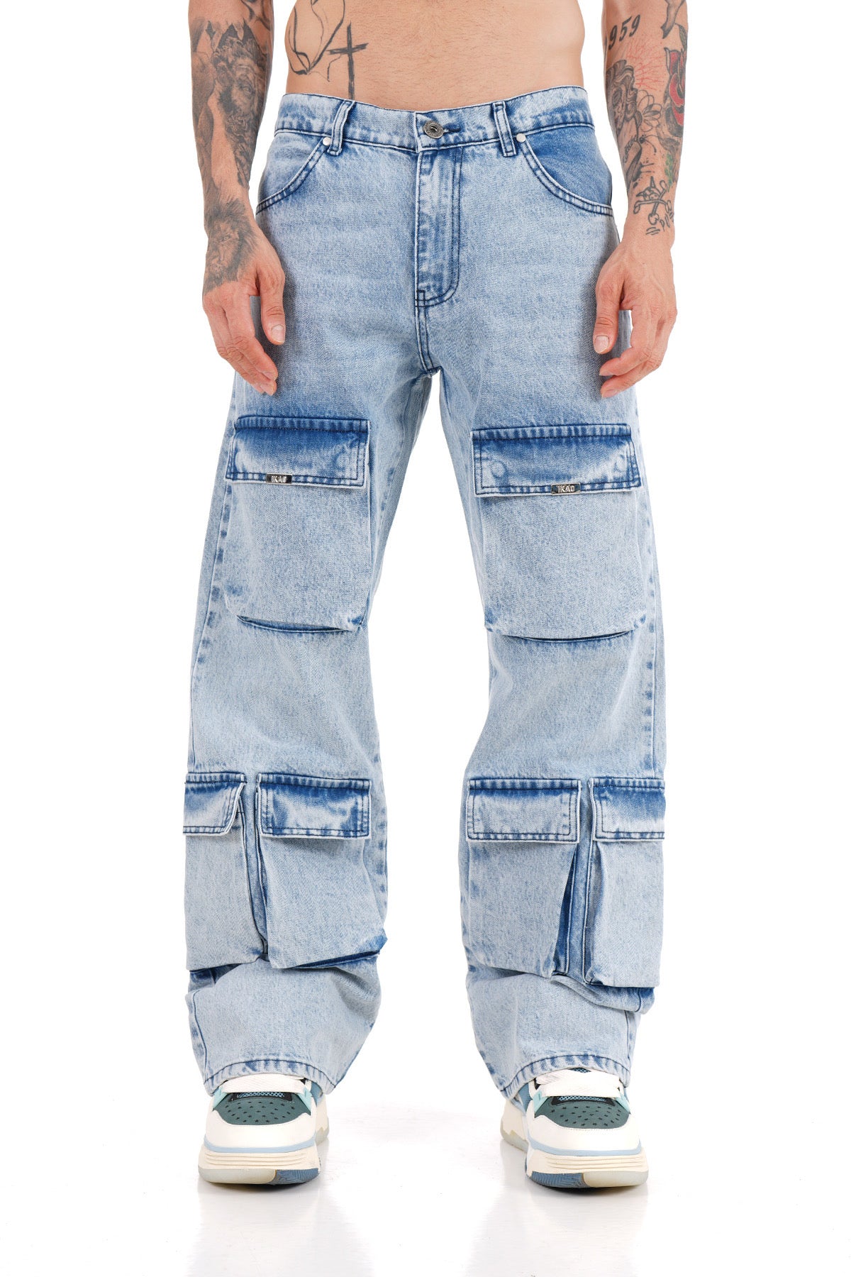 Jean baggy multipoches bleu