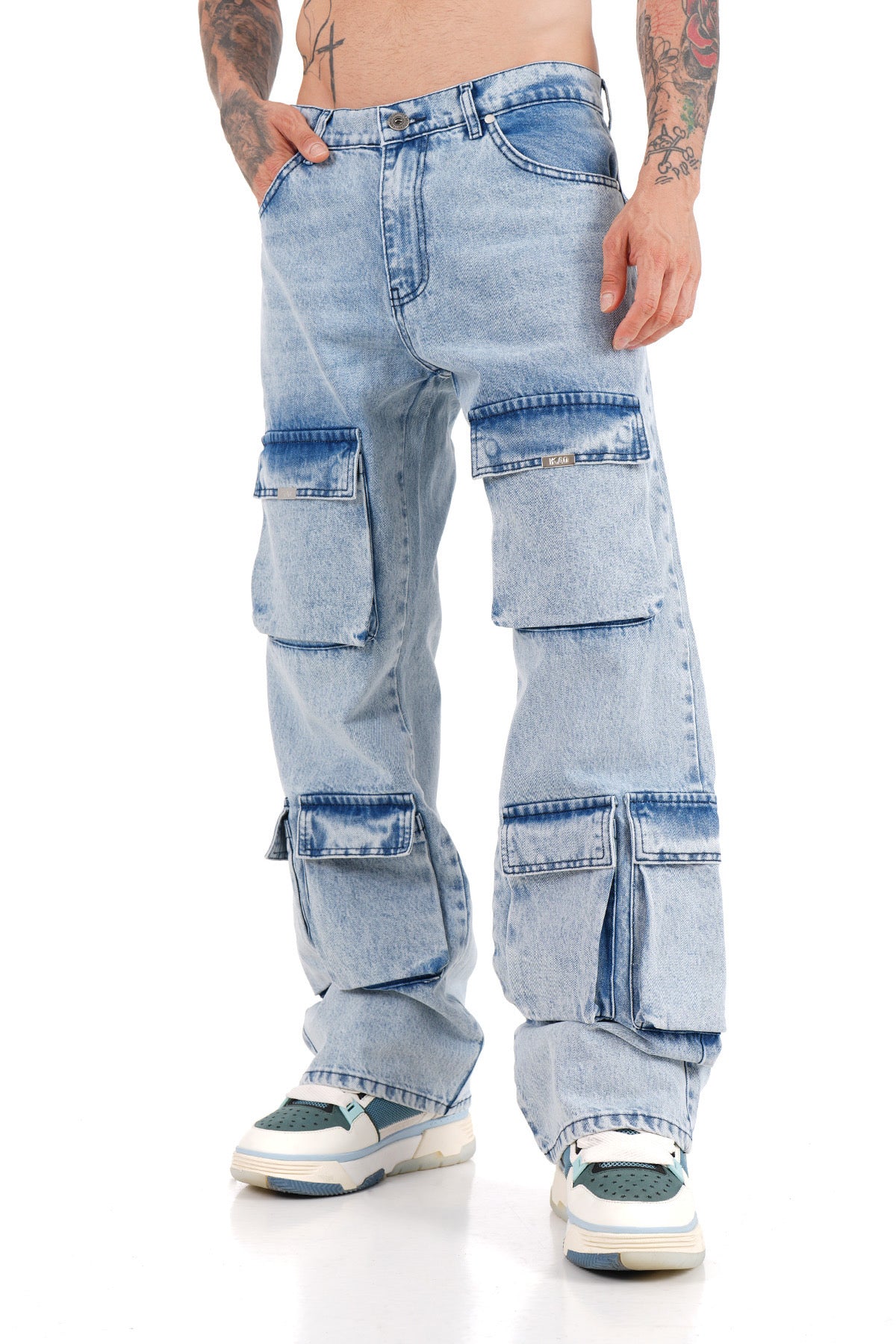 Jean baggy multipoches bleu