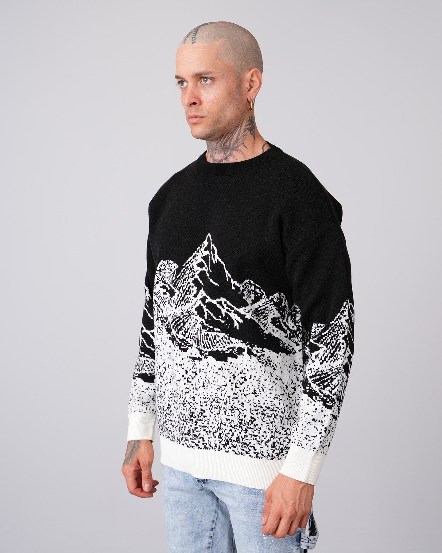 Pull Mountain noir blanc