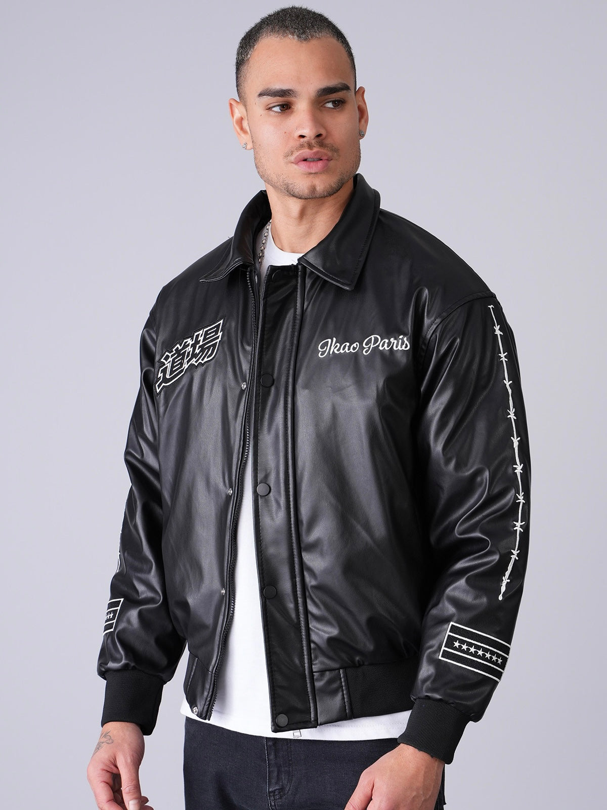 Veste Bomber similicuir noir