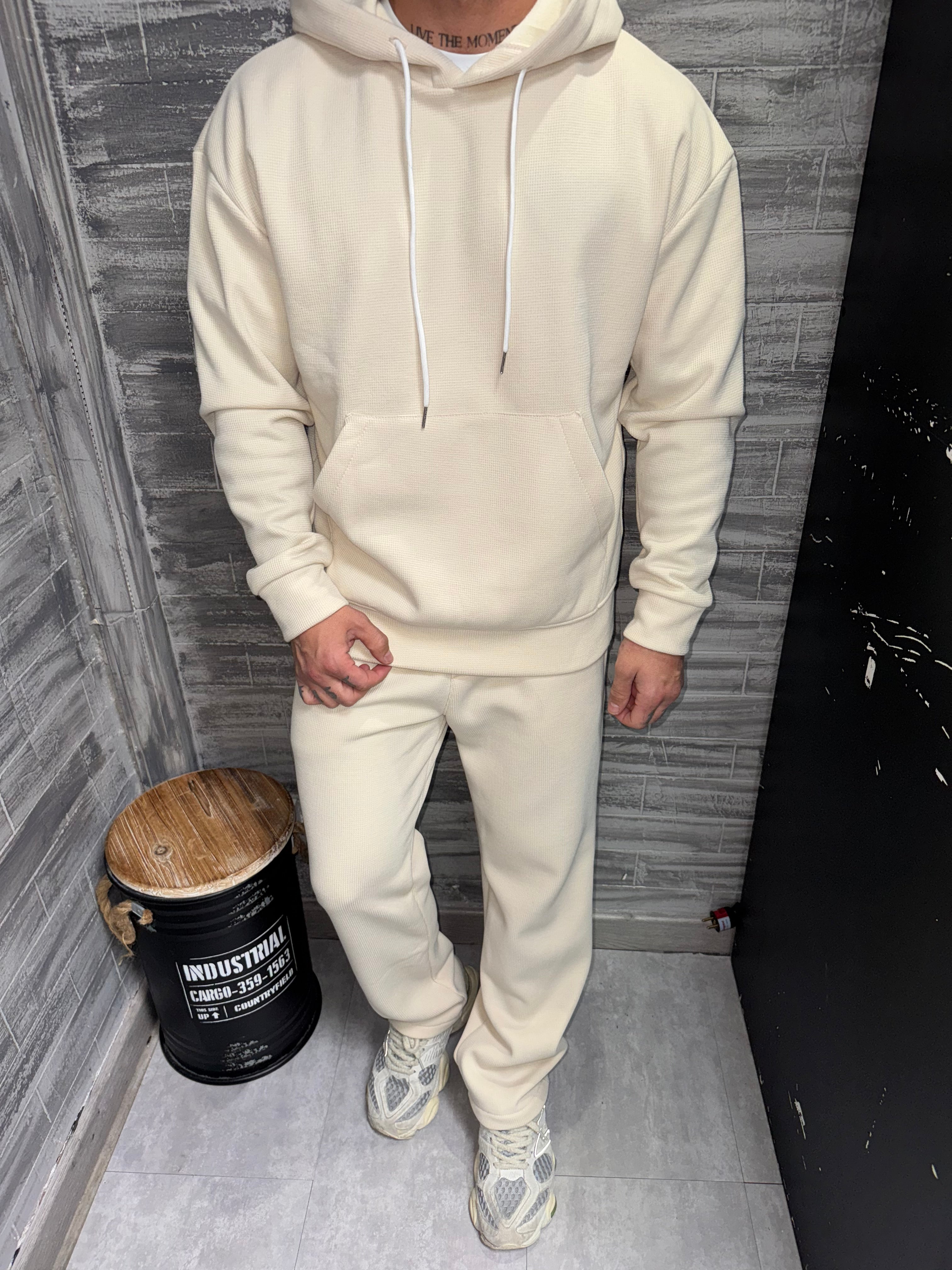 Sweat capuche cosy beige