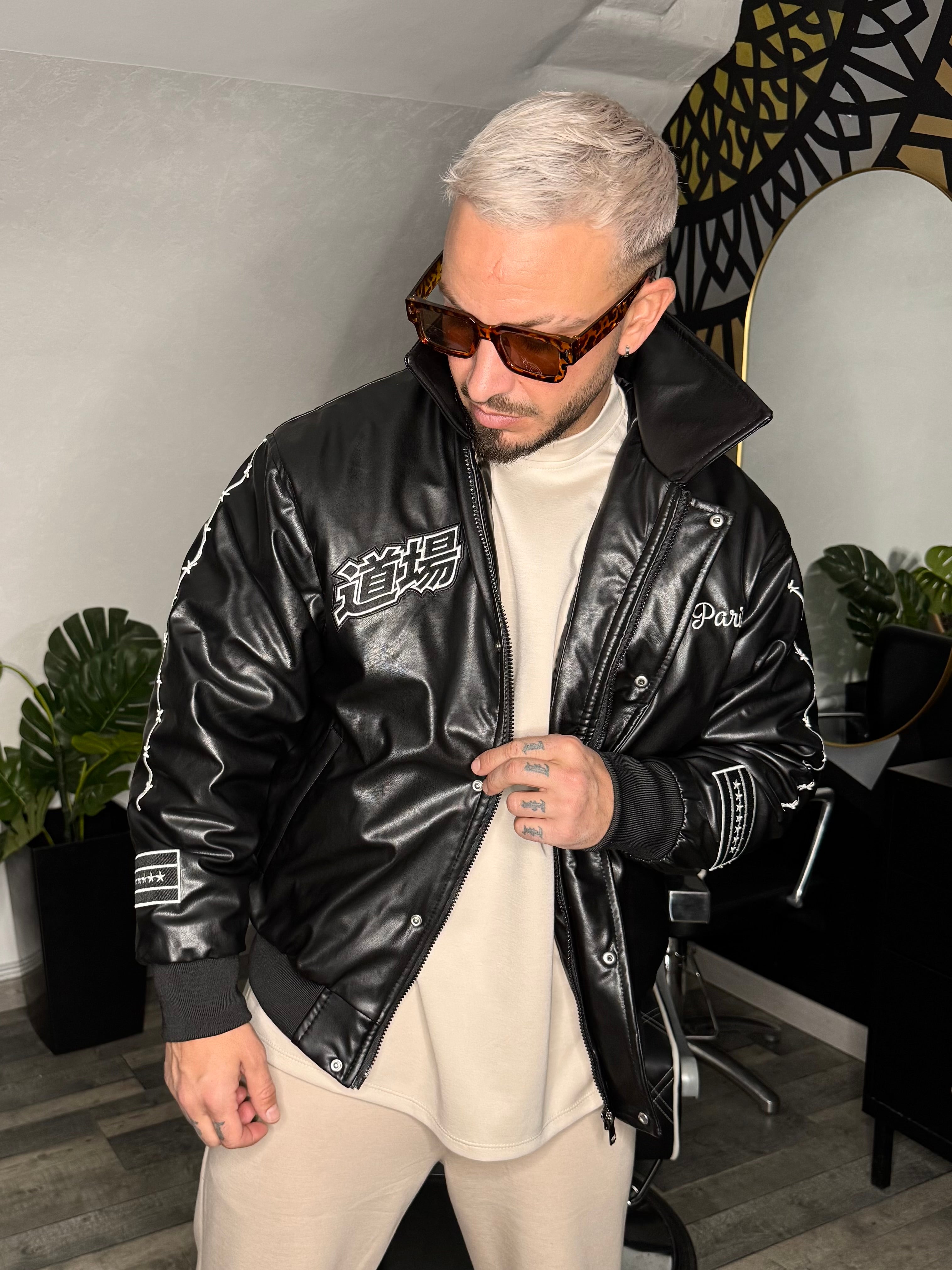 Veste Bomber similicuir noir