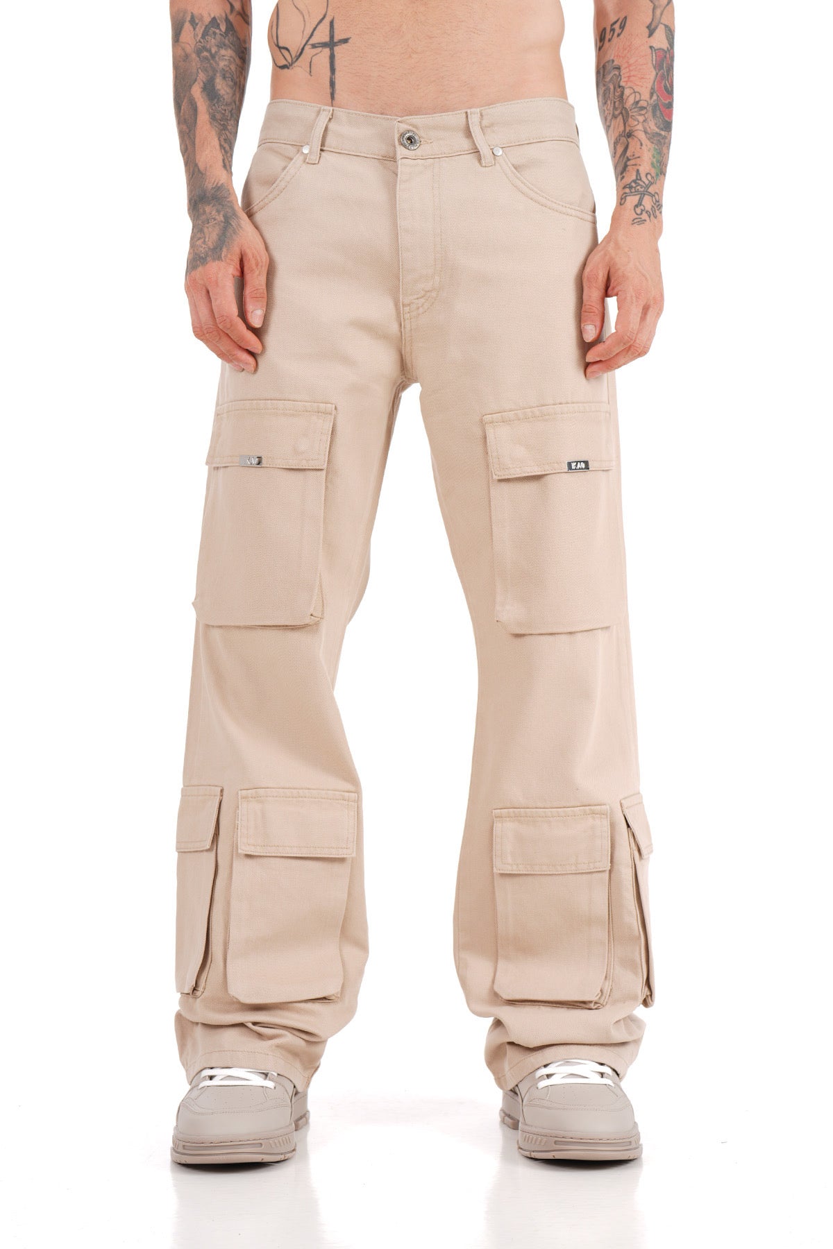 Jean baggy multipoches beige