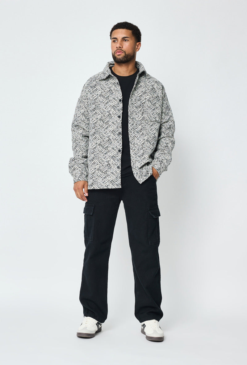 Black textured overshirt