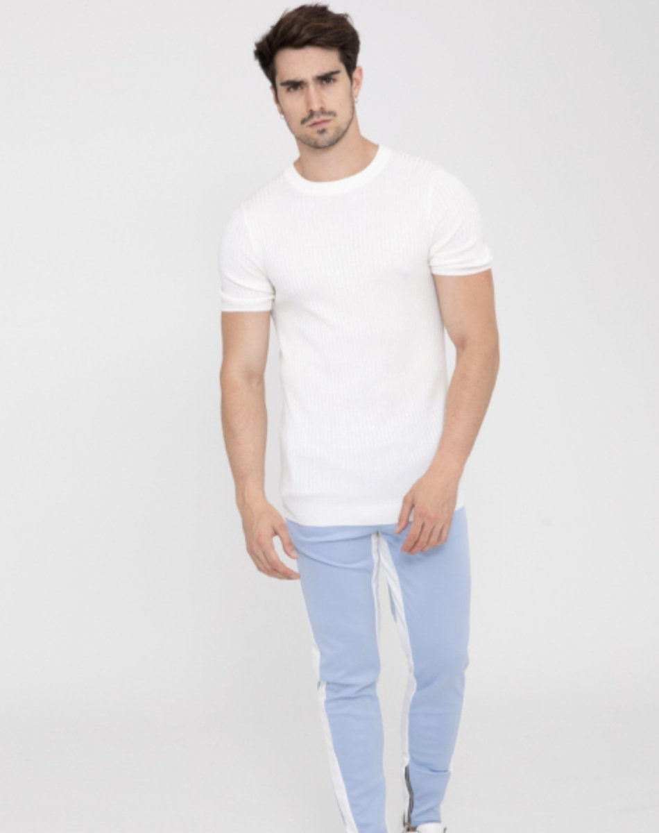 Frilivin - Pantalon bleu bande blanche #1565 - Stayin